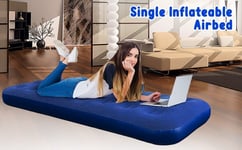 Bestway Inflatable Flocked Air Bed Single Mattress Blue Airbed Camping Blow Up