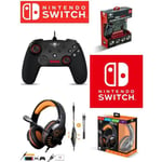 Manette SWITCH Filaire Nintendo PRO GAMING Spirit of gamer + CASQUE SWITCH ORANGE PRO-SH3 SWITCH EDITION