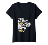 Womens Music Sounds Better With You Old Skool Raver, Raving, Rave V-Neck T-Shirt