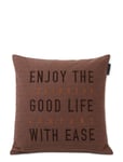 Good Life Herringb Cotton Flannel Pillow Cover Home Textiles Cushions & Blankets Cushion Covers Brown Lexington Home