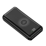 YUYDYU Wireless Power Bank Compact Fast Charging 10000 mAh USB Port Portable Charger with 4 Built in Cables, Quick Charge Power Delivery External Battery Pack for Smartphone Tablet Camera