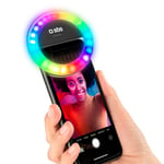 SBS Selfie Ring Light Mini m. Flerfärgat Ljus för Smartphone - Svart