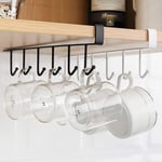 2PCS 6 Hooks Tea Cup Mug Holder Under Shelf Cup Hanger Drying RackTowel Holder Cabinet Kitchen Hanging Organizer (White)