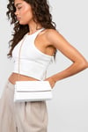 Womens White Croc Structured Crossbody Chain Bag - One Size, White