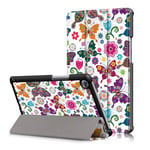 Huawei MediaPad M5 8 stående skyddande skal surfplatta i PU läder mönster - Blommor fjärilar Flerfärgad
