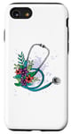 Coque pour iPhone SE (2020) / 7 / 8 Stéthoscope floral pour médecins ou infirmières (sur le dos)