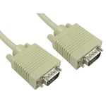 5m VGA PC to Monitor Cable SVGA Lead Male to Male Beige 15 Pin HD15 5 Metre Long