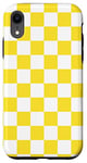 Coque pour iPhone XR Motif damier jaune banane et blanc