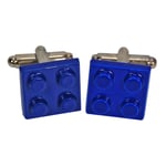 Blue Lego Brick Novelty Retro Cufflinks in Gift Box