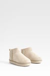 Womens Embroidered Detail Ultra Mini Cosy Boots - Beige - 5, Beige