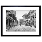 Vintage Photo St Charles Street 1900 New Orleans Artwork Framed Wall Art Print 9X7 Inch