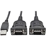Tripp Lite U209-006-2 Câble Adaptateur 2 Ports USB vers série DB9/RS 232 FTDI, rétention COM M/M 1,8 m