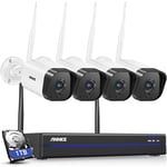 Annke - 3MP Kit de Surveillance sans fil WiFi 8CH 5MP nvr avec 1 To Disque dur, 4 Caméras de Surveillance ip, 30 m ir Vision nocturne, Enregistrement