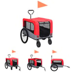 The Living Store Cykelvagn för husdjur och joggingvagn 2-i-1 röd och grå -  Vagnar för husdjur