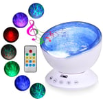 Relaxing Ocean Wave Music Led Night Light Projector Remote Lamp White