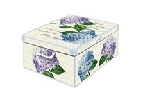 Boite de Rangement avec Couvercle, Boite en carton, Rangement Vetement, Meuble de Rangement Chambre, Bureau, Panier de Rangement, Organisateur Tiroir, Boite Cadeau, 32x42x17,5 cm MEDIUM HORTENSIAS 1