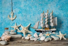 HD 7x5ft Vinyl Nautical Backdrop for Photography Starfish Conch Mussel Shells Sailboat Wooden Board Background Marine Theme Summer Party Seaman Sailor Kids Baby Photo Booth Shoot Studio Props