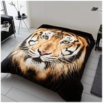 GC GAVENO CAVAILIA Wildlife Couverture Tigre 3D Super Douce en Polaire pour canapé ou lit, Multicolore, 150 x 200 cm