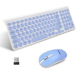 LeadsaiL KF29 Wireless Keyboard and Mouse Set, Wireless USB Mouse and Compact Computer Keyboards Combo, QWERTY UK Layout for HP/Lenovo Laptop and Mac-Blue