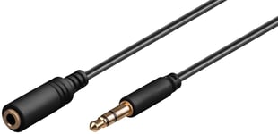 Slim 1m Jack Headphone Extension Cable 3.5mm M-F Thin Screened Lead 1 Metre