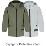 PAIKKA Human Visibility Raincoat Green Kids 122/128 cm