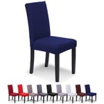 Set med 6 stolsöverdrag, universella matstolsöverdrag, stretchlycra, slitstarkt, bunt, hotell, restaurangdekor (marinblå, 6-pack) navy blue