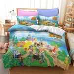 domorebest Animal Crossing: New Horizons Prints Duvet Cover 3 Pcs/Set,Quilt Cover with Pillowcases Set Bedding Set