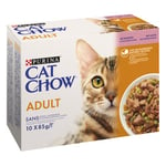 PURINA CAT CHOW | Chat Adulte | Sachets Repas | Saumon et Haricots Verts en Sauce | 10x85g | Boîte