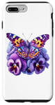 Coque pour iPhone 7 Plus/8 Plus Papillon Violet Pensée florale Démence Sensibilisation à la maladie d'Alzheimer