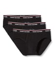 Tommy Hilfiger - Men's Underwear Multipack - Medium Rise - Calvin Klein Briefs 3 Pack - Signature Waistband Elastic - Cotton - Black - Size XL