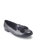 Start-Rite Girls Inspire Black Leather Slip on School Shoes - Size L4 Wide fit