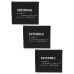 EXTENSILO 3x Batteries compatible avec Canon IXUS 140, 145, 150, 155, 160, 165, 147, 157 appareil photo, reflex numérique (600mAh, 3,7V, Li-ion)