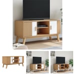 The Living Store Tv-bänk OLDEN vit och brun 114x43x57 cm massiv furu -  TV-bänkar