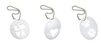 SoftReflector LLC- Leader in the Dark Reflective Pendant Accessory, White, 60 x 60 mm, Sweet Love, Secret Paws 70 x 52 mm