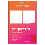 Office Star Boîte de 100 étiquettes adhésives multiusage format A5 210x148mm Star, planche A4, coloris rouge