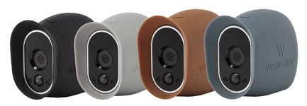 Silicone Skins for Arlo HD Smart Security - 100% Wire-Free Cameras by Wasserstein (4 Pack - Sunroof, Black/Brown/LightGrey/Dark Grey