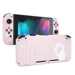 eXtremeRate Back Plate for Nintendo Switch Console, NS Joy con Handheld Controller Housing with Colorful Buttons, DIY Replacement Shell for Nintendo Switch - Cherry Blossoms Pink Cat Paw