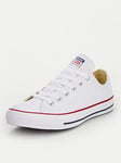 Converse Womens Leather Ox Trainers - White, White, Size 7, Women