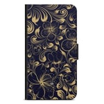 Bjornberry OnePlus 10 Pro 5G Fodral - Guld/Mörkblå Blommor