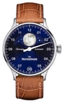 MeisterSinger LS908 Pangaea Lunascope Brown Strap Blue Dial Watch