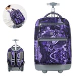 LHY EQUIPMENT Lightweight Wheeled Backpack, 19 Inch Waterproof Students Rolling Trolley School Backpack Bag with Wheels for Men Women Travel Work,Purple