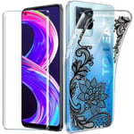 HYMY for Realme 8 Pro Case Cover + 1PC Glass for Realme 8 Pro Tempered Film (6.4")- Transparent TPU Soft Silicone Protection Gel Fashion Skin back Shell