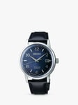 Seiko SRPE43J1 Men's Presage Cocktail Time Old Clock Leather Strap Watch, Blue/Black