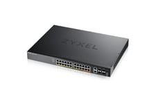Zyxel XGS2220 Series XGS2220-30HP - switch - 24-portars GbE L3-åtkomst, NebulaFLEX Cloud med 6 10G uplink - 30 portar - Administrerad - rackmonterbar