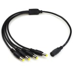 DC power cable, 1 female to 4 Male 5.5mm X 2.1mm camera splitter cable, DC jack Y splitter for CCTV surveillance camera, LED light strip (Black-2PCS)