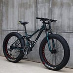 P.chuxin Adult Mountain Bikes, 24 Inch Fat Tire Hardtail Mountain Bike, Dual Suspension Frame and Suspension Fork All Terrain Mountain Bike (Cyan 21 speed)