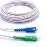 Elfcam® - Câble/Rallonge Fibre Optique ( Freebox ) - Jarretière Simplex Monomode SC-APC à SC-UPC - Blindage et Connecteur Renforcée - Perte Très Fiable - Blanc, 0,5M