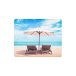 Summer Tropical Hawaiian Beach Chairs on Sandy Beach Near The Sea Rectangle Non Slip Rubber Comfortable Computer Mouse Pad Gaming Mousepad Mat with Designs for Office Home Woman Man