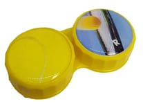 Yellow Tennis Flat Contact Lens Storage Soaking Case - L+R Marked - UK Made