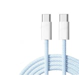 NÖRDIC 0,5 m USB 2.0 USB-C til C-kabel for iPhone 15/15 Pro/15 Plus/15 Pro Max 2,4A 480Mbps 60W blå